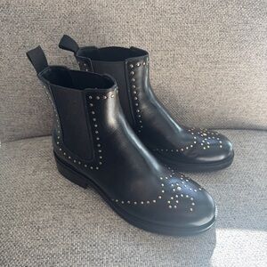 J. Crew Chelsea wing tip boots in studded leather